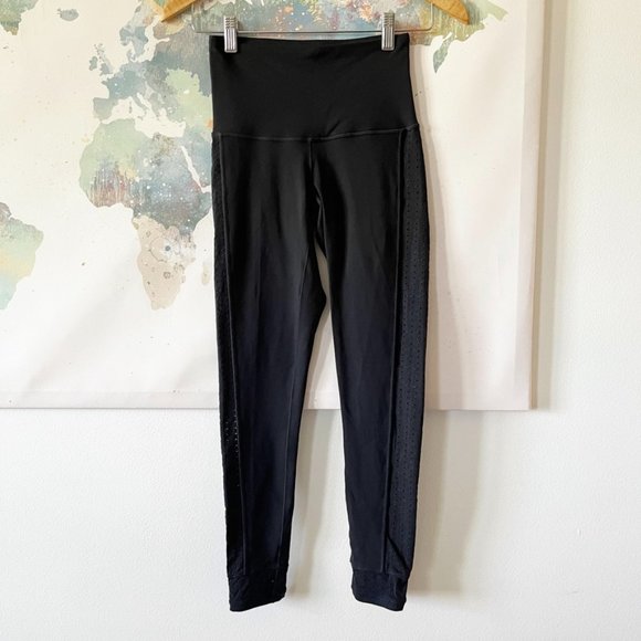Prana Pants - Prana Leggings‎ Black Eyelet Detail Pull On Waistband Pocket Mid Rise Size XS
